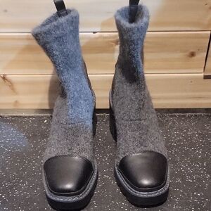 Sam Edelman Gray and Black Combat Boots